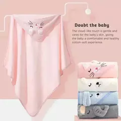 Animal dos desenhos animados do bebê recém-nascido com capuz Toalha de banho Coral Fleece, roupão absorvente, envoltório cobertor, menina, menino, 0-12 meses