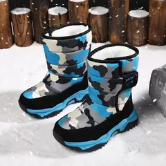 2023 inverno crianças sapatos de pelúcia tecido impermeável antiderrapante sapatos da menina sola de borracha botas de neve moda quente botas ao ar livre - comprar online