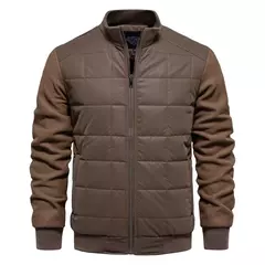 AIOPESON-Jaqueta de gola xadrez masculina, jaquetas forrado de lã grossa, casaco retalhado, moda inverno quente - Wolf Magazine
