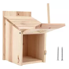 Birdhouse de madeira ao ar livre com haste permanente, Natural e seguro Breeding Box, DIY - comprar online