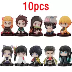 Q Versão Demon Slayer Action Figure Set, Boneca Fantasma Sentada, Tanjiro, Nidouzi, Inosuke, Zenizu Movie Model, Kid Toy Gift, 10pcs - Wolf Magazine