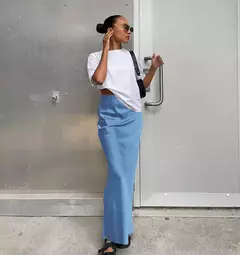 Mulheres cetim saia trompete preta, cintura alta, fina, longa, monocromática, elegante, escritório, feminina, moda, primavera, verão - comprar online