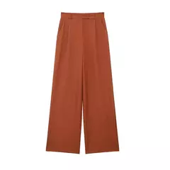 TRAF-Calça de perna larga feminina com bolsos frontais, vintage, cintura alta, mosca com zíper, calça feminina, moda - comprar online