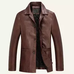 Jaqueta de couro PU masculina, corta-vento de forro grosso quente, presente do pai, tamanho grande, M para 4XL - loja online