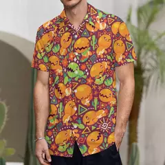Imagem do Camiseta havaiana masculina de manga curta, estampa de ovelha 3D, roupas de praia soltas, camisas grandes, verão