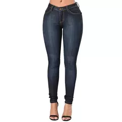 Imagem do Jeans jeans de algodão preto elegante, calça slouchy, cintura alta, elasticidade, estilo europeu e americano