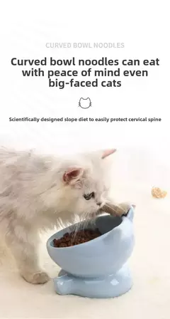 Tigela para gatos, acessórios para animais de estimação, cerâmica, diagonal, pés altos, proteção fofa, coluna cervical, tigela para cachorro, bebida, água, suprimentos para animais de estimação