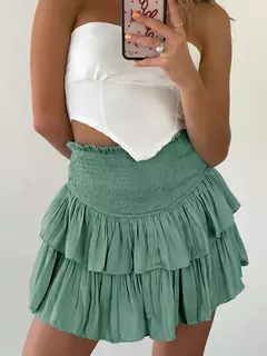 Mini-saia linha A feminina, cintura baixa, fina, monocromática, que combina tudo, casual, doce, sexy, streetwear de moda feminina, verão, Y2K - comprar online