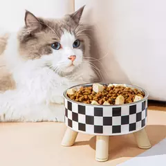 Tigela para cães e gatos com bolinhas xadrez em aço inoxidável antiderrapante fácil de limpar para ambientes internos e externos na internet