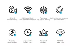 Câmera de ação de polegar 4K, câmera esportiva HD, estabilização de imagem digital, exposição automática, bateria de 800mAh, lítio recarregável - loja online