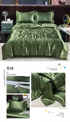 Mulberry Silk Bedding Set, capa de edredão, lençol, fronha, lençol de cetim luxo, cor sólida, rei, rainha, completo, Twin Size na internet