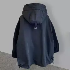 Pulôver casual com capuz masculino, bolsos sólidos, carga, esportes ao ar livre, tops de viagem, quebra-vento preto, meia zip, outono, primavera - comprar online