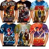 T-shirt com decote em metal masculino, roupa de criança, tops casuais, AC, DC, impressão 3D, meninos, meninas, moda, verão, novo, 2022