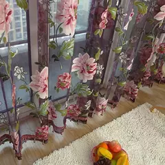 Tule Floral em Cortinas Puras, Tratamento Janela, Painel Persianas, Sala de estar, Quarto, Cozinha, Sombra, Roxo, Peônia - comprar online