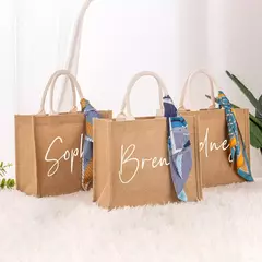 Sacolas de juta com lenço para dama de honra, bolsa de praia retro, despedida de solteira personalizada, presentes para namorada - comprar online