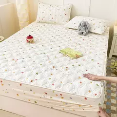 Capa de cama acolchoada estilo floral colcha colchão elástico protertor engrossar roupa de cama rsilençóis para casa (sem fronha)