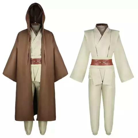 Afult masculino de alta qualidade obi-wan kenobi cos traje estrela poliéster macio guerras halloween jedi role play traje feminino aparrel