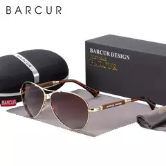 BARCUR-óculos de sol polarizados gradiente, óculos de sol masculino, óculos piloto feminino, mirror shades, memory design