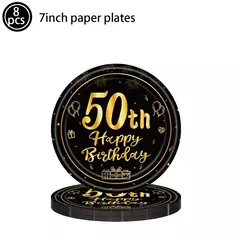 Artigos para Festa de Aniversário para Homens e Mulheres, Preto e Dourado, 50 Anos, Pratos De Papel, Copos, Guardanapo, Toalha De Mesa, Louça Decoração - Wolf Magazine