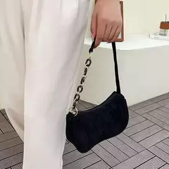Bolsas de veludo vintage feminino, bolsa axilas, bolsas de ombro com zíper, bolsas pequenas, embreagem casual macia, moda feminina, outono, inverno