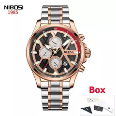 Nibosi moda masculina relógios de aço inoxidável quartzo cronógrafo relógio à prova dwaterproof água marca luxo relógio para homem relogio masculino - comprar online