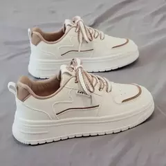 Sapatilhas femininas de plataforma, sapatos vulcanizados, sapatos de caminhada casuais, sapatilhas grossas, tênis branco, novo, 2022, 2024