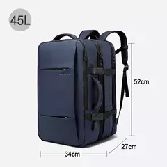 BANGE-Men's Waterproof Expansível Laptop Mochila, Grande Capacidade, Caminhadas Saco De Viagem, Mochilas Masculinas, 17,3";;VERDADEIRO;;"Blue 37L