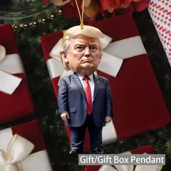 Natal acrílico pendurado ornamento para carro e árvore, pingente dos desenhos animados engraçados, Trump-Inspirado, presente perfeito do feriado, 1pc - loja online
