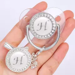 Clipe de chupeta personalizado bebê titular chupetas de luxo recém-nascido prata Bling mordedor de silicone transparente infantil livre de BPA - comprar online