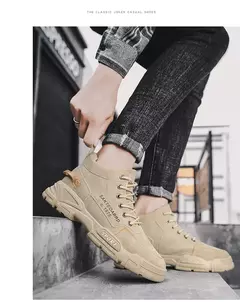 Imagem do Bota de pelúcia masculina, com renda, antiderrapante, tornozelo, casual, ao ar livre, tênis masculinos, quente, inverno, moda, novo