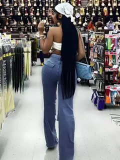 Jeans rasgado de perna reta feminina, calça folgada, bolso com aba, calça jeans hip-hop, moda de rua vintage