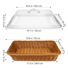 Cesta de imitação de Rattan com tampa, Simulado Pão Vegetal Servir Cestas, Recipientes De Armazenamento De Acrílico para Casa, Cozinha, Piquenique - comprar online