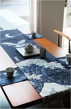 Simples chinês Lotus Table Runner, japonês Wave Table Flag, Koi Fish Toalha de Mesa, Acessórios para Cerimônia do Chá, Estilo Nacional - loja online