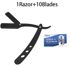 Imagem do Lâmina de aço inoxidável dobrável para homens, navalha antiquada, raspador manual, raspador de rosto, barbeiro, corpo, faca de depilação facial, nova