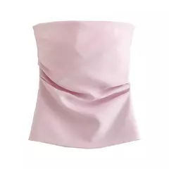 TRAF-Blusa sem mangas sem alças para mulheres, tops femininos, zíper traseiro, roupas de rua, tanque chique, moda verão, nova na internet