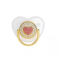Coração Rhinestone Chupeta dos bebês com tampa, infantil Chupeta, mordedor, Silicone manequim bico, chuveiro recém-nascido, luxo, Bling na internet