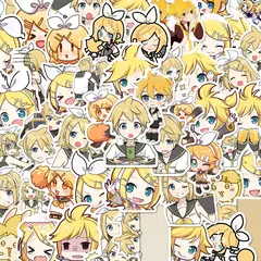 Imagem do 94 pçs/set anime hatsune miku kagamine rin len kawaii figura adesivo à prova dwaterproof água modelo brinquedos diy mão conta adesivos presentes