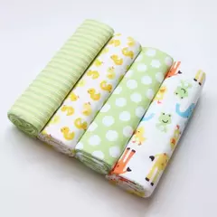 Cobertor de Flanela Supersoft Newborn, 100% Algodão, Cobertor de Bebê, Lençol de Bebê, Fraldas New Born, 76x76cm, 4 unidades por pacote na internet