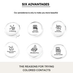 Imagem do Visuashow anime cosplay paraíso lentes de contato coloridas 2 peças lentes de contato coloridas para miopia 1 lente anual festa lentes de olho fofas