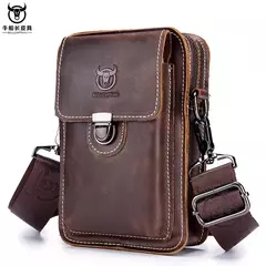 BULLCAPTAIN-Pacotes de Cintura de Couro Genuíno para Homens, Cinto Casual, Bolsa de Telefone Móvel 100% Couro Pequena Bolsa de Ombro - comprar online