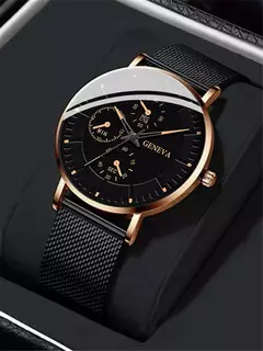 Relógio de quartzo casual masculino, malha de aço, relógios de pulso, relógio masculino, nova moda