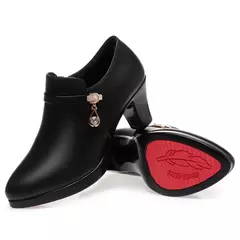 Sapatos de couro macio para mulheres, boca profunda, sapatos únicos para mãe d - comprar online