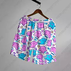 Calção de bolso casual masculino com cordão, desenho animado animal engraçado, streetwear respirável, calça praia, moda verão - Wolf Magazine