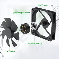 Ventilador de refrigeração com controlador, 120mm, 3000rpm, 12cm, 12v, 220v, máquina btc, chassi, estação de trabalho, gabinete, radiador, servidor - comprar online