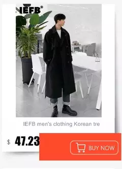 IEFB-Sobretudo de lã de peito único masculino, casaco casual solto, manga longa, tendência coreana, moda outono, inverno, novo, 9D1655 na internet