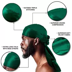 Respirável cauda longa Doo Rag para homens, seda Durag, chapéu bandana turbante, bandana, novo, 1-4pcs - comprar online