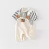 Uma peça macacão de algodão puro para o bebê, manga curta, elegante, masculino e feminino, verão