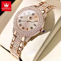 OLEVS Relógios das Mulheres Moda Original Quartzo Relógio De Pulso para Senhoras Roman Dial Deslumbrante Diamante Impermeável Luminoso Luxo Novo - comprar online