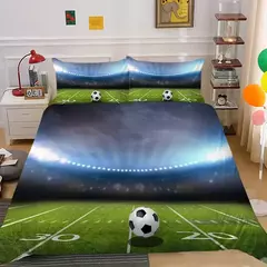 Imagem do Single-Sided Green Football Field Impresso Consolador, conjuntos de cama, colchas confortáveis, edredão, cama king size, presente, 3pcs