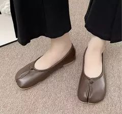Mocassins de couro aconchegantes estilo japonês para mulheres, sapatilha de bailarina feminina, casco dividido, ninja tabi flats, Mary Jeans, sapato mocasines - loja online